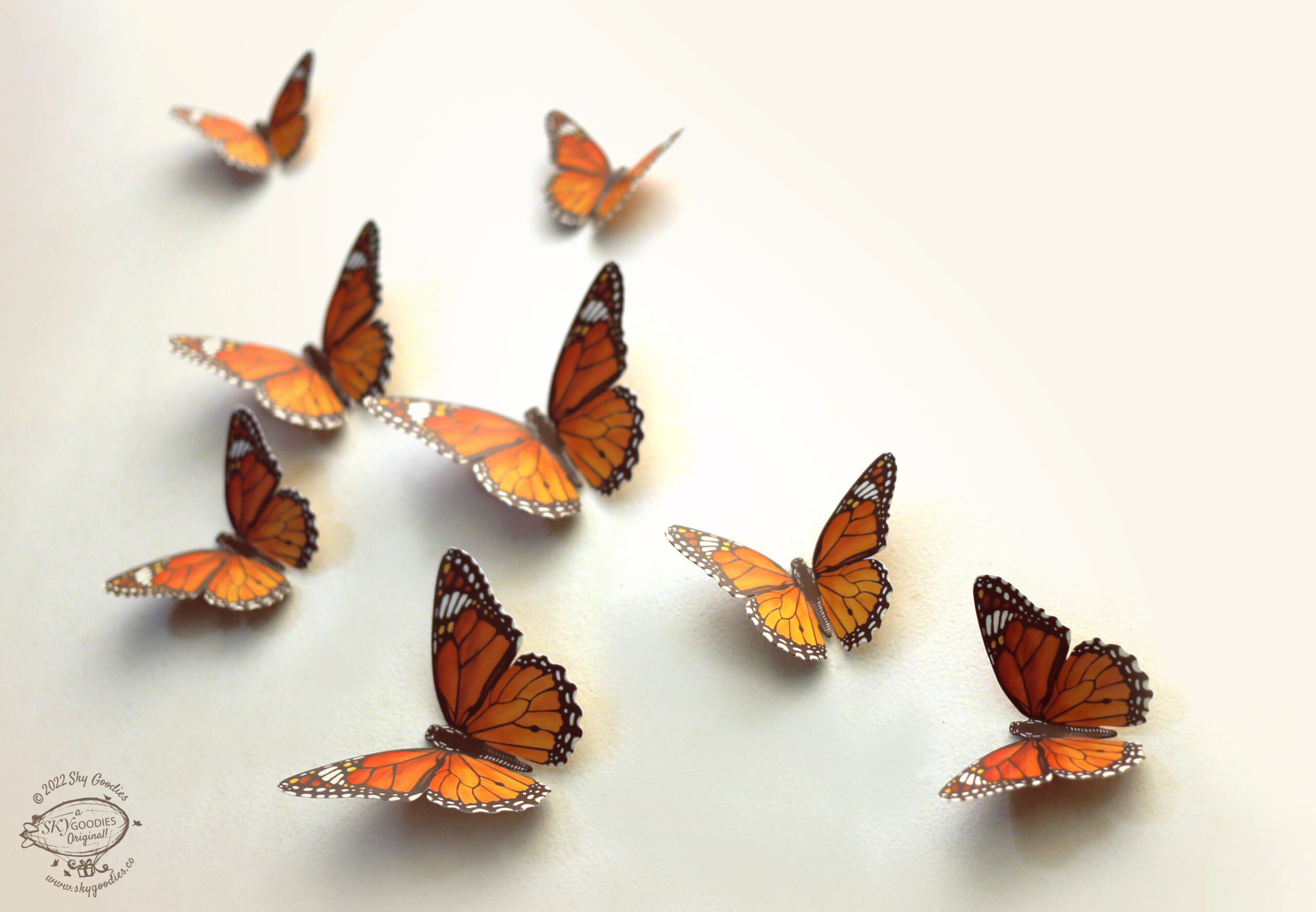 Realistic paper monarch butterflies for wall decor